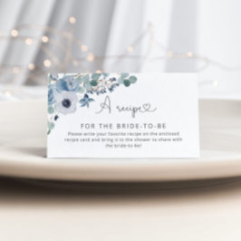 Stofbloem blauwe bloemige receptkaart insert informatiekaartje