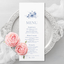 Stofbloem Blauwe Bloemige Trouw Menu Kaart