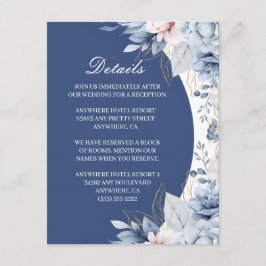 Stofbloem Blauwe Bloemige Trouwdetails Enclusekaar Informatiekaartje