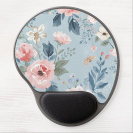 Stofbloem Blauwe Bloemige Waterverf Tuin Roze Bloe Gel Muismat