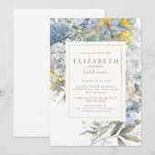 Stofbloem Blauwe Bloemige Zonnebloem Bruidsdouche  Kaart (Voorkant / Achterkant)