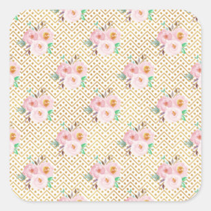 Stofbloem blauwe bloemstukken ties vierkante sticker