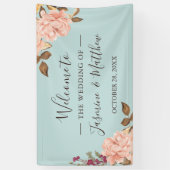 Stofbloem Blauwe Blush Bloemstuk Bruiloft Feest Ba Spandoek (Verticaal)