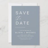 Stofbloem Blauwe Boho Bewaar de Datum Foto Minimal Save The Date (Achterkant)