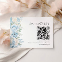 Stofbloem Blauwe Boho Bloemige Trouw QR Code