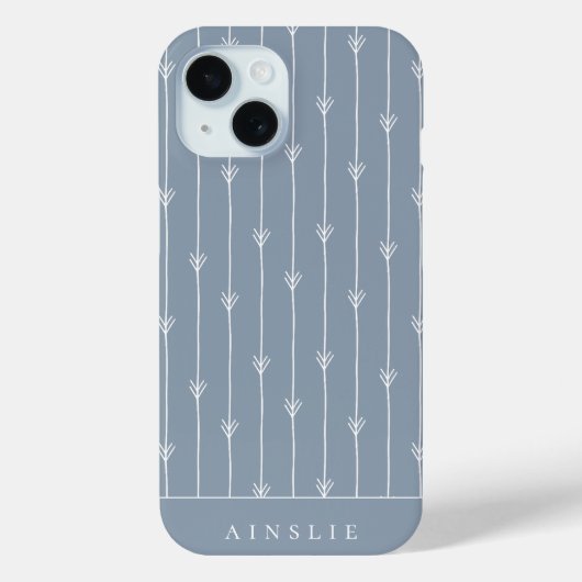 Stofbloem Blauwe Boho Gevederde Patroon Persoonlij Case-Mate iPhone Case (Achterkant)