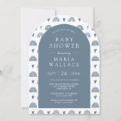 Stofbloem Blauwe Boho Regenboog Boog Baby Shower Kaart (Voorkant)