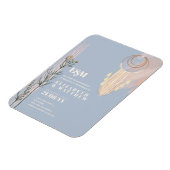 Stofbloem Blauwe Boho Trouwkaarten Magneet (Linkerzijde)