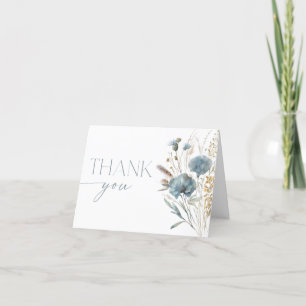 Stofbloem blauwe boho wilde bloemen  bedankkaart