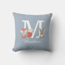 Stofbloem Blauwe Bosdieren Monogram Initiaal