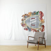 Stofbloem Blauwe Bourgondië Herfst Paddenstoel Tro Wandkleed (In Situ (horizontaal))