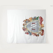 Stofbloem Blauwe Bourgondië Herfst Paddenstoel Tro Wandkleed (Voorkant (horizontaal))