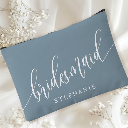 Stofbloem Blauwe Bruidsmeisje Moderne Calligrafie Etui