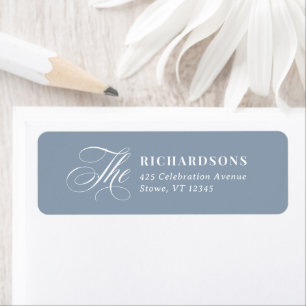 Stofbloem Blauwe Calligrafie   Trouw Retouradres Etiket