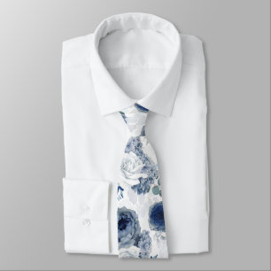 Stofbloem Blauwe Chic Bloemige Elegante Botanische Stropdas