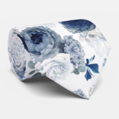 Stofbloem Blauwe Chic Bloemige Elegante Botanische Stropdas (Opgerold)