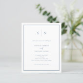 Stofbloem Blauwe Chic Budget QR Code Trouw Uitnodi (Staand voorkant)