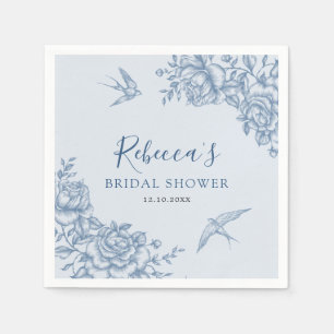 Stofbloem Blauwe Chinoiserie Baby Shower Papieren  Servet