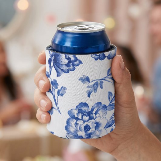 Stofbloem Blauwe Chinoiserie Blikjeskoeler