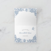 Stofbloem Blauwe Chinoiserie Bruiloft Uitnodiging  (Binnen)