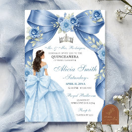 Stofbloem Blauwe Coquette Prinses Quinceanera Uitn Kaart