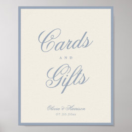 Stofbloem Blauwe Crème Elegante Kaarten Cadeaus Ta Poster