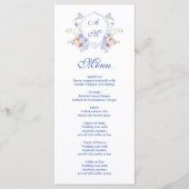 Stofbloem Blauwe Crest Bloemige Trouw Menu (Voorkant)