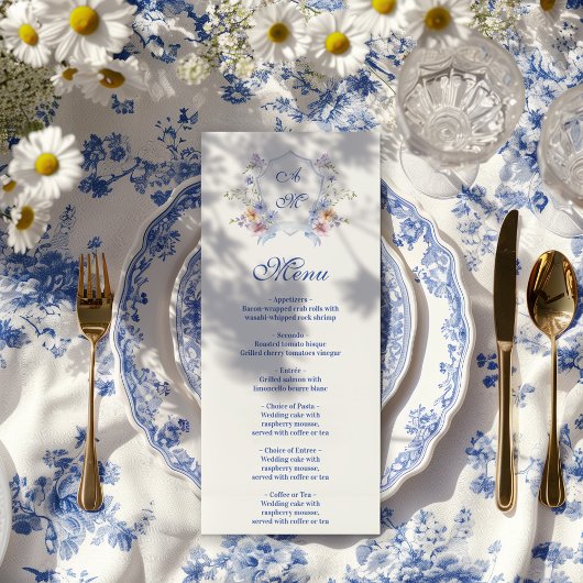 Stofbloem Blauwe Crest Bloemige Trouw Menu