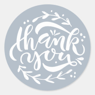Stofbloem Blauwe Dank Je Wel Moderne Calligrafie K Ronde Sticker