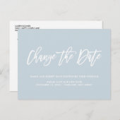 Stofbloem Blauwe Datumwijziging Uitgesteld Geannul Aankondigingskaart (Voorkant / Achterkant)