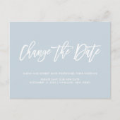 Stofbloem Blauwe Datumwijziging Uitgesteld Geannul Aankondigingskaart (Voorkant)