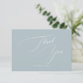Stofbloem Blauwe DIY kleuren Luxe Script Bedankt (Staand voorkant)