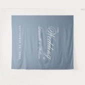 Stofbloem Blauwe Eenvoudige Elegante Script Bruilo Wandkleed (Voorkant (horizontaal))