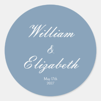 Stofbloem Blauwe Eenvoudige Minimalistische Trouws Ronde Sticker