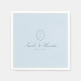 Stofbloem Blauwe Eenvoudige Monogram Trouw Crest Servet