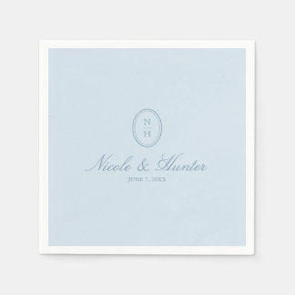 Stofbloem Blauwe Eenvoudige Monogram Trouw Crest Servet