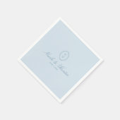 Stofbloem Blauwe Eenvoudige Monogram Trouw Crest Servet (Hoek)