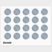 Stofbloem Blauwe Elegante Bloemige Boho Roos Rusti Ronde Sticker (Vel)