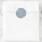 Stofbloem Blauwe Elegante Bloemige Boho Roos Rusti Ronde Sticker (Tas)