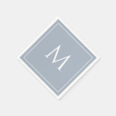 Stofbloem blauwe elegante monogram initiaal servet (Hoek)