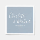 Stofbloem Blauwe Elegante Signature Bruiloft Servet (Voorkant)