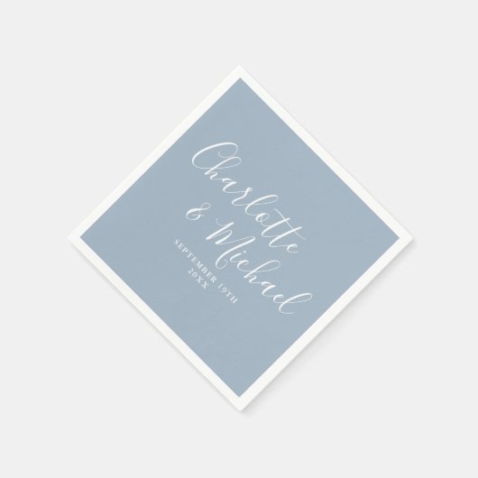 Stofbloem Blauwe Elegante Signature Bruiloft Servet (Hoek)