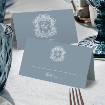 Stofbloem Blauwe Elegante Vintage Wapen Monogram T