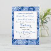 Stofbloem Blauwe Elegante Witte Grijze Bloemige Ro Kaart (Staand voorkant)