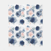Stofbloem Blauwe en Blosroze Bloemen Elegant Stijl Fleece Deken (Voorkant)