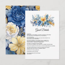 Stofbloem Blauwe en Gouden Bloemige Bruiloftsgast
