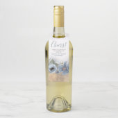 Stofbloem Blauwe en Gouden Glitter Moderne Trouw Flessenhanger (Op fles)