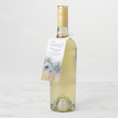 Stofbloem Blauwe en Gouden Glitter Moderne Trouw Flessenhanger (Schuin)