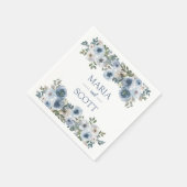 Stofbloem Blauwe En Grijze Bloemige Botanische Tro Servet (Hoek)