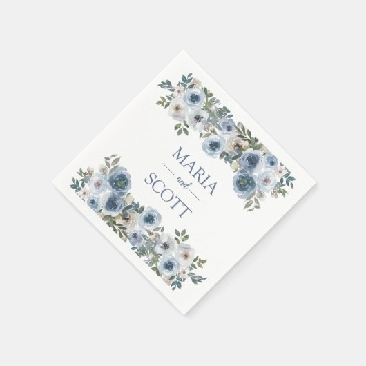 Stofbloem Blauwe En Grijze Bloemige Botanische Tro Servet (Hoek)